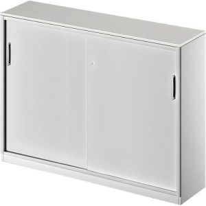 Schäfer Shop Genius Schiebetürenschrank TETRIS SOLID, 3 OH, Mitteltrennwand, B 1600 x T 413 x H 1170 mm, lichtgrau/weißalu Schäfer Shop Genius Schiebetürenschrank TETRIS SOLID, 3 OH, Mitteltrennwand, B 1600 x T 413 x H 1170 mm, lichtgrau/weißalu