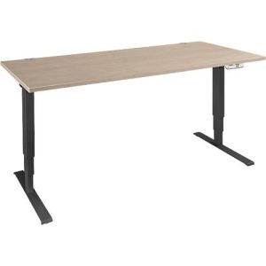 Schäfer Shop Genius Schreibtisch AERO FLEX, elektrisch höhenverstellbar, Rechteck, C-Fuß, B 1800 x T 800 x H 700-1200 mm, Eiche/schwarz + Memorypanel