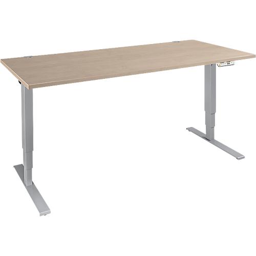 Schäfer Shop Genius Schreibtisch AERO FLEX, elektrisch höhenverstellbar, Rechteck, C-Fuß, B 1800 x T 800 x H 700-1200 mm, Eiche/weißalu + Memorypanel