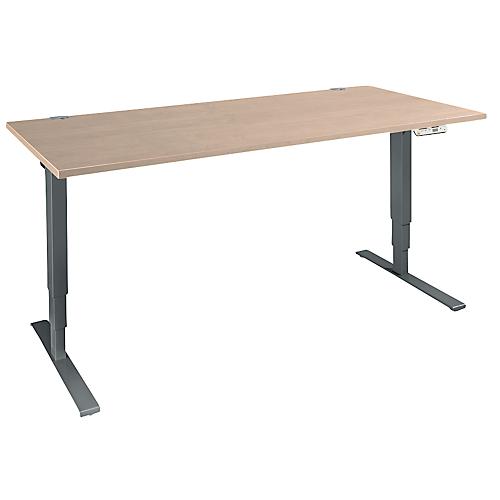 Schäfer Shop Genius Schreibtisch AERO FLEX, elektrisch höhenverstellbar, Rechteck, T-Fuß, B 1800 mm, Eiche/anthrazit + Memorypanel