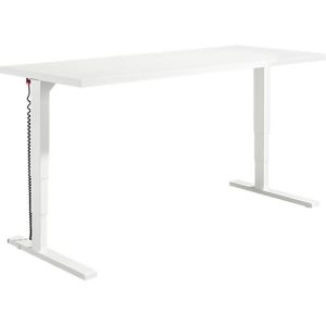 Schäfer Shop Genius Schreibtisch Elements, elektrisch höhenverstellbar, Rechteck, C-Fuß, B 2000 x T 800 x H 645-1300 mm, weiß + Technikeinbau