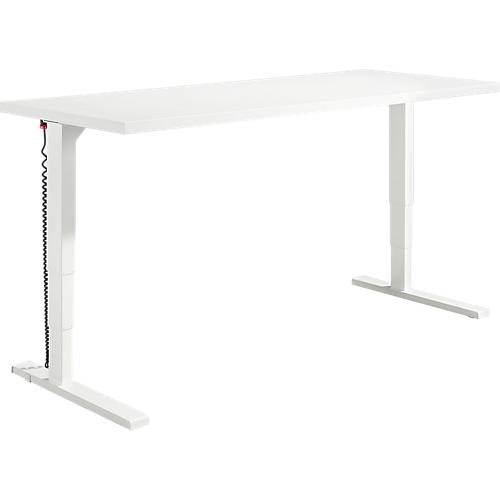 Schäfer Shop Genius Schreibtisch Elements, elektrisch höhenverstellbar, Rechteck, C-Fuß, B 2000 x T 800 x H 645-1300 mm, weiß + Technikeinbau