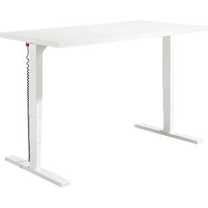 Schäfer Shop Genius Schreibtisch Elements, elektrisch höhenverstellbar, Rechteck, T-Fuß, B 1600 x T 800 x H 645-1300 mm, weiß + Technikeinbau