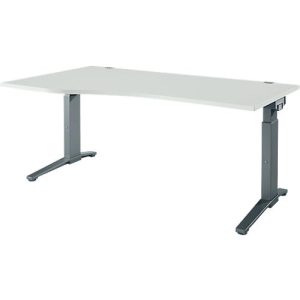 Schäfer Shop Genius Schreibtisch ERGOSTYLE S, manuell höhenverstellbar, Rechteck, C-Fuß, Ansatz links, B 1800 x T 800 x H 675-895 mm, lichtgrau/anthrazit