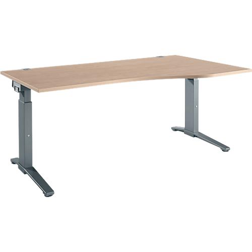 Schäfer Shop Genius Schreibtisch ERGOSTYLE S, manuell höhenverstellbar, Rechteck, C-Fuß, Ansatz rechts, B 1800 x T 800 x H 675-895 mm, eiche/anthrazit