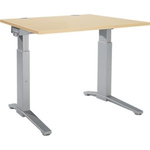Schäfer Shop Genius Schreibtisch ERGOSTYLE S, manuell höhenverstellbar, Rechteck, C-Fuß, B 1200 x T 800 x H 675-895 mm, ahorn/weißaluminium