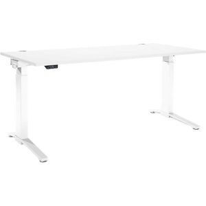 Schäfer Shop Genius Schreibtisch ERGOSTYLE S, Rechteck, elektrisch höhenverstellbar, einstufig, C-Fuß, B 1800 x T 800 x H 715-1182 mm, inkl. Memory Master, weiß/weiß