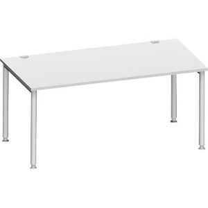 Schäfer Shop Genius Schreibtisch MODENA FLEX, 4-Fuß-Rundrohr, B 1600 x T 800 mm, lichtgrau/weißalu Schäfer Shop Genius Schreibtisch MODENA FLEX, 4-Fuß-Rundrohr, B 1600 x T 800 mm, lichtgrau/weißalu