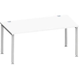Schäfer Shop Genius Schreibtisch MODENA FLEX, 4-Fuß-Rundrohr, B 1600 x T 800 mm, weiß/weißalu Schäfer Shop Genius Schreibtisch MODENA FLEX, 4-Fuß-Rundrohr, B 1600 x T 800 mm, weiß/weißalu