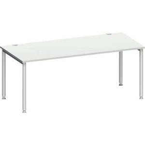 Schäfer Shop Genius Schreibtisch MODENA FLEX, 4-Fuß-Rundrohr, B 1800 x T 800 mm, lichtgrau/weißalu Schäfer Shop Genius Schreibtisch MODENA FLEX, 4-Fuß-Rundrohr, B 1800 x T 800 mm, lichtgrau/weißalu