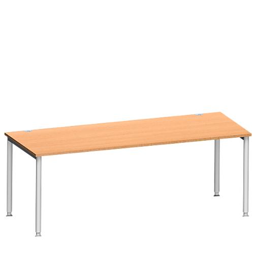 Schäfer Shop Genius Schreibtisch MODENA FLEX, 4-Fuß-Rundrohr, B 2000 x T 1000 mm, Buche/weißalu