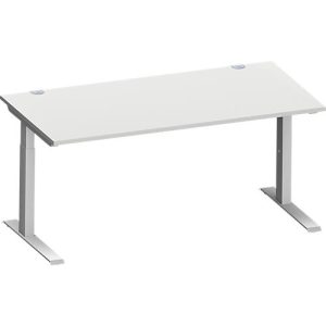 Schäfer Shop Genius Schreibtisch MODENA FLEX, C-Fuß-Rechteckrohr, B 1600 x T 800 mm, lichtgrau/weißalu Schäfer Shop Genius Schreibtisch MODENA FLEX, C-Fuß-Rechteckrohr, B 1600 x T 800 mm, lichtgrau/weißalu