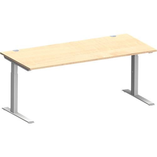 Schäfer Shop Genius Schreibtisch MODENA FLEX, C-Fuß-Rechteckrohr, B 1800 x T 800 mm, Ahorn/weißalu