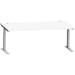 Schäfer Shop Genius Schreibtisch MODENA FLEX, C-Fuß-Rechteckrohr, B 2000 x T 1000 mm, weiß/weißalu Schäfer Shop Genius Schreibtisch MODENA FLEX, C-Fuß-Rechteckrohr, B 2000 x T 1000 mm, weiß/weißalu