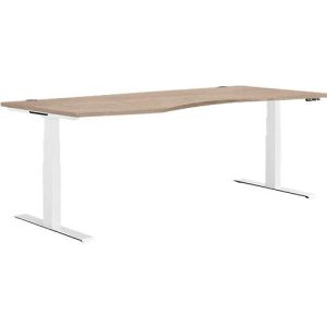 Schäfer Shop Genius Schreibtisch MODENA FLEX, elektrisch höhenverstellbar, Freiform, Ansatz links, B 1800 mm, Eiche/weiß
