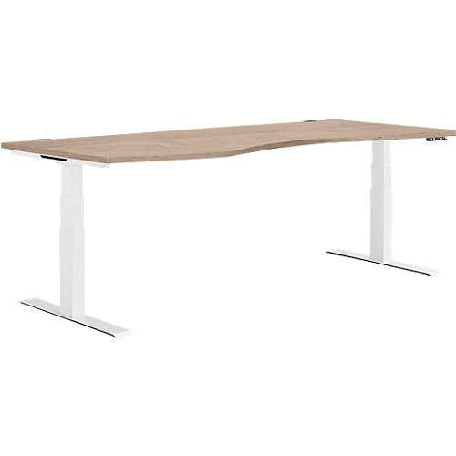 Schäfer Shop Genius Schreibtisch MODENA FLEX, elektrisch höhenverstellbar, Freiform, Ansatz links, B 1800 mm, Eiche/weiß