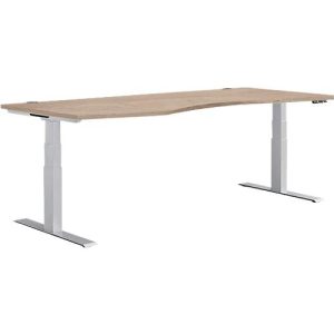 Schäfer Shop Genius Schreibtisch MODENA FLEX, elektrisch höhenverstellbar, Freiform, Ansatz links, B 1800 mm, Eiche/weißalu