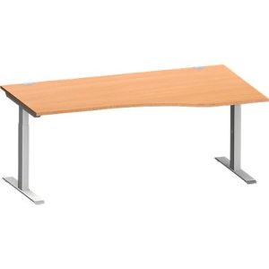 Schäfer Shop Genius Schreibtisch MODENA FLEX, Freiform rechts, T-Fuß Rechteckrohr, B 1800 x T 1000/800 x H 650-850 mm, Buche/weißalu Schäfer Shop Genius Schreibtisch MODENA FLEX, Freiform rechts, T-Fuß Rechteckrohr, B 1800 x T 1000/800 x H 650-850 mm, Buche/weißalu