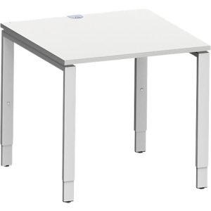 Schäfer Shop Genius Schreibtisch Modena Flex, Quadrat, 4-Fuß Rechteckrohr, B 800 x T 800 x H 650-850 mm, lichtgrau/weißaluminium Schäfer Shop Genius Schreibtisch Modena Flex, Quadrat, 4-Fuß Rechteckrohr, B 800 x T 800 x H 650-850 mm, lichtgrau/weißaluminium