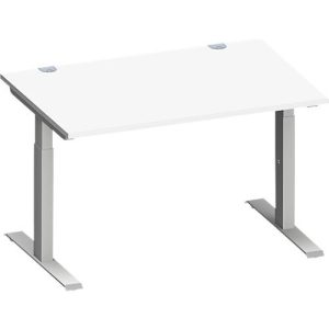 Schäfer Shop Genius Schreibtisch MODENA FLEX, Rechteck, T-Fuß Rechteckrohr, B 1200 x T 800 x H 650-850 mm, weiß/weißalu Schäfer Shop Genius Schreibtisch MODENA FLEX, Rechteck, T-Fuß Rechteckrohr, B 1200 x T 800 x H 650-850 mm, weiß/weißalu