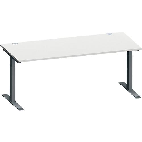 Schäfer Shop Genius Schreibtisch MODENA FLEX, Rechteck, T-Fuß Rechteckrohr, B 1800 x T 800 x H 650-850 mm, lichtgrau/anthrazit