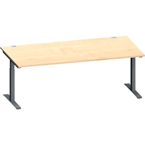Schäfer Shop Genius Schreibtisch MODENA FLEX, Rechteck, T-Fuß Rechteckrohr, B 2000 x T 1000 x H 650-850 mm, Ahorn/anthrazit