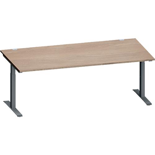 Schäfer Shop Genius Schreibtisch MODENA FLEX, Rechteck, T-Fuß Rechteckrohr, B 2000 x T 1000 x H 650-850 mm, Eiche/anthrazit