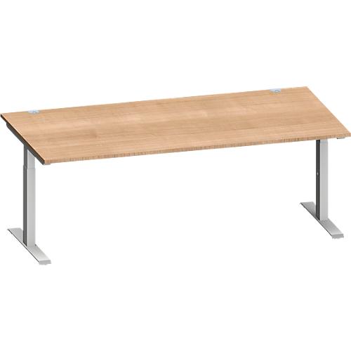 Schäfer Shop Genius Schreibtisch MODENA FLEX, Rechteck, T-Fuß Rechteckrohr, B 2000 x T 1000 x H 650-850 mm, Kirsche Romana/weißalu