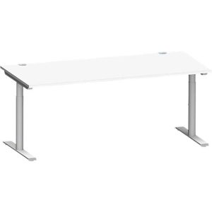 Schäfer Shop Genius Schreibtisch MODENA FLEX, T-Fuß-Rundrohr, B 1800 x T 800 mm, weiß/weißalu Schäfer Shop Genius Schreibtisch MODENA FLEX, T-Fuß-Rundrohr, B 1800 x T 800 mm, weiß/weißalu