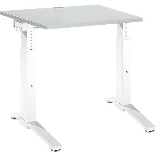 Schäfer Shop Genius Schreibtisch PLANOVA ergoSTYLE, C-Fuß, Rechteck, man. höhenverstellbar, B 800 x T 800 x H 675-895 mm, lichtgrau/weiß