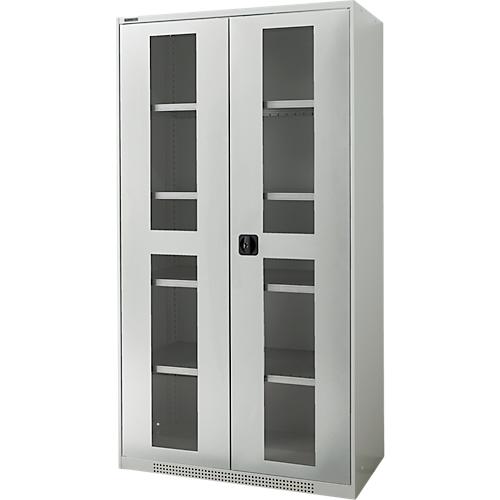 Schäfer Shop Genius Schwerlastschrank FS, Stahlblech, mit Sichtfenster, B 1055 x T 520 x H 1950 mm, 5 OH, lichtgrau, bis 1000 kg