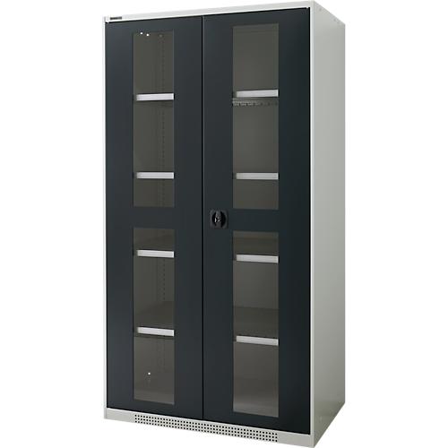 Schäfer Shop Genius Schwerlastschrank FS, Stahlblech, mit Sichtfenster, B 1055 x T 620 x H 1950 mm, 5 OH, lichtgrau/anthrazitgrau, bis 1000 kg