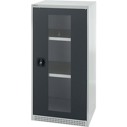 Schäfer Shop Genius Sichttürschrank FS, 3 OH, abschließbar, 2 Fachböden, bis 250 kg, B 545 mm, Stahl, lichtgrau RAL 7035/anthrazitgrau RAL 7016