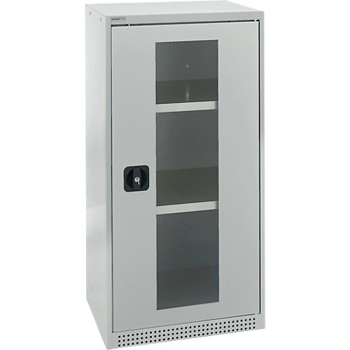 Schäfer Shop Genius Sichttürschrank FS, 3 OH, abschließbar, 2 Fachböden, bis 250 kg, B 545 mm, Stahl, lichtgrau RAL 7035/lichtgrau RAL 7035