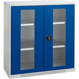 Schäfer Shop Genius Sichttürschrank FS, 3 OH, abschließbar, 2 Fachböden, bis 450 kg, B 1055 mm, Stahl, lichtgrau RAL 7035/enzianblau RAL 5010 Schäfer Shop Genius Sichttürschrank FS, 3 OH, abschließbar, 2 Fachböden, bis 450 kg, B 1055 mm, Stahl, lichtgrau RAL 7035/enzianblau RAL 5010