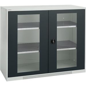 Schäfer Shop Genius Sichttürschrank FS, 3 OH, abschließbar, 2 Fachböden, bis 450 kg, B 1343 mm, Stahl, lichtgrau RAL 7035/anthrazitgrau RAL 7016 Schäfer Shop Genius Sichttürschrank FS, 3 OH, abschließbar, 2 Fachböden, bis 450 kg, B 1343 mm, Stahl, lichtgrau RAL 7035/anthrazitgrau RAL 7016
