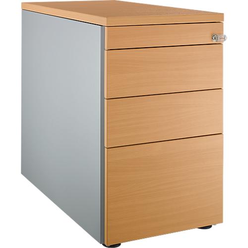 Schäfer Shop Genius Standcontainer 1336, mit Griffnut, B 435 x H 717 mm, weißalu/weißalu/Buche-Dekor