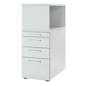 Schäfer Shop Genius Standcontainer mit Aufsatzregal, abschließbar, eckiger Griff, lichtgrau Schäfer Shop Genius Standcontainer mit Aufsatzregal, abschließbar, eckiger Griff, lichtgrau