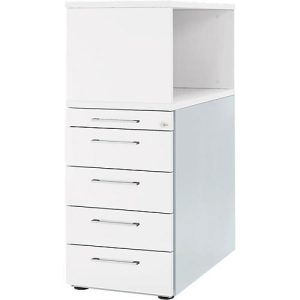 Schäfer Shop Genius Standcontainer mit Aufsatzregal, abschließbar, eckiger Griff, weiß Schäfer Shop Genius Standcontainer mit Aufsatzregal, abschließbar, eckiger Griff, weiß