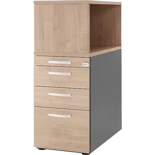 Schäfer Shop Genius Standcontainer mit Aufsatzregal, abschließbar, runder Griff, Eiche/anthrazit