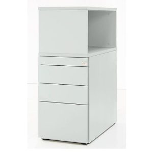 Schäfer Shop Genius Standcontainer mit Aufsatzregal, abschließbar, seitliche Griffnut, lichtgrau Schäfer Shop Genius Standcontainer mit Aufsatzregal, abschließbar, seitliche Griffnut, lichtgrau