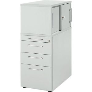 Schäfer Shop Genius Standcontainer mit Aufsatzschrank inkl. Schiebetür, komplett abschließbar, eckiger Griff, lichtgrau Schäfer Shop Genius Standcontainer mit Aufsatzschrank inkl. Schiebetür, komplett abschließbar, eckiger Griff, lichtgrau