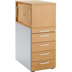 Schäfer Shop Genius Standcontainer mit Aufsatzschrank inkl. Schiebetür, komplett abschließbar, runder Griff, Buche Schäfer Shop Genius Standcontainer mit Aufsatzschrank inkl. Schiebetür, komplett abschließbar, runder Griff, Buche