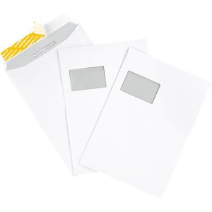 Schäfer Shop Genius Versandtaschen, DIN C4, mit Fenster, haftklebend, 120 g/m², 100 Stück, offset-weiß