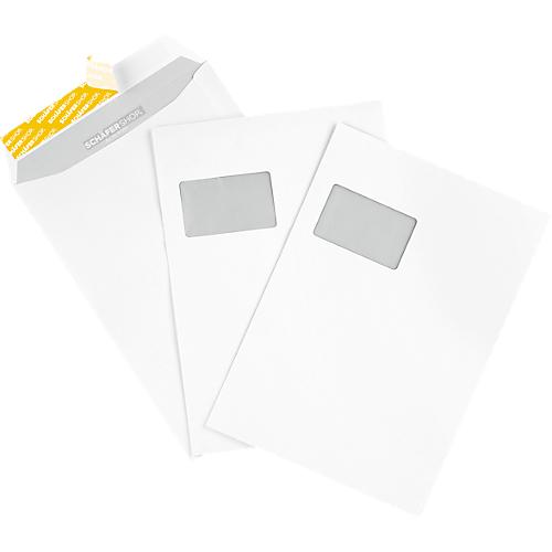 Schäfer Shop Genius Versandtaschen, Format C4, mit Fenster, Haftklebung, Papier, 90 g/m², weiß, 25 Stück