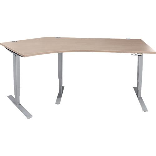 Schäfer Shop Genius Winkelschreibtisch AERO FLEX, elektrisch höhenverstellbar, 135° Winkel links, B 2165 mm, Eiche/weißalu + Memorypanel