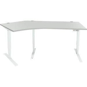 Schäfer Shop Genius Winkelschreibtisch AERO FLEX, elektrisch höhenverstellbar, 135° Winkel links, B 2165 mm, lichtgrau/weiß + Memorypanel Schäfer Shop Genius Winkelschreibtisch AERO FLEX, elektrisch höhenverstellbar, 135° Winkel links, B 2165 mm, lichtgrau/weiß + Memorypanel