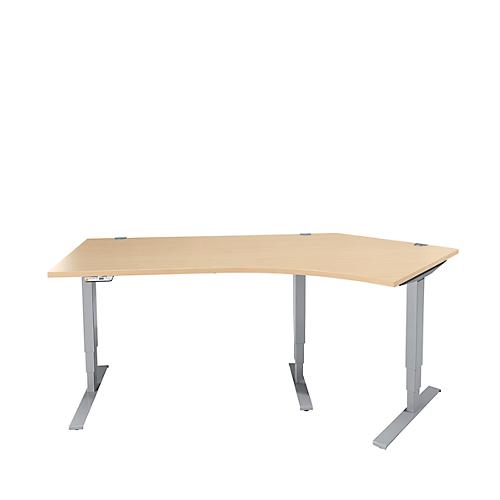 Schäfer Shop Genius Winkelschreibtisch AERO FLEX, elektrisch höhenverstellbar, 135° Winkel rechts, B 2165 mm, Ahorn/weißalu + Memorypanel