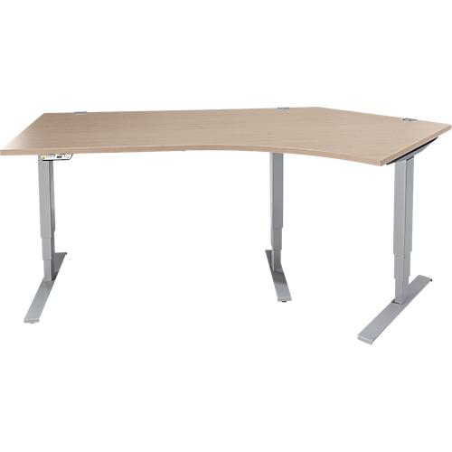 Schäfer Shop Genius Winkelschreibtisch AERO FLEX, elektrisch höhenverstellbar, 135° Winkel rechts, B 2165 mm, Eiche/weißalu + Memorypanel