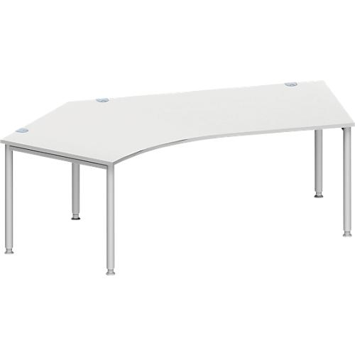 Schäfer Shop Genius Winkelschreibtisch MODENA FLEX 135°, Ansatz links, lichtgrau/weißaluminium